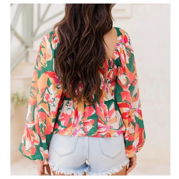 Pink Lily Green Floral Colorful Dress M - Picture 4 of 7